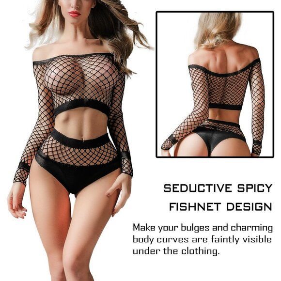 Elegant Women's Fishnet Lingerie Bodysuit - Perfect Gift for Romantic Occasions - Picture 6 of 6